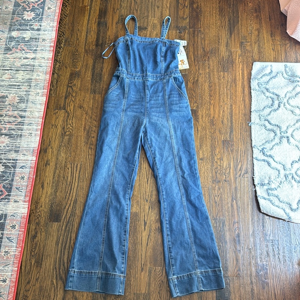 NWT denim flare jumpsuit